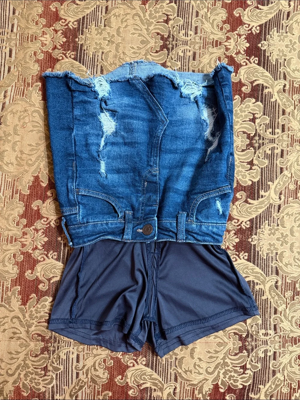 BUNDLE! Girls Size 8 - Justice Blue Denim SKORT and Justice Top